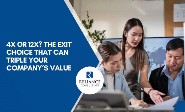 a text on the left side with 3 people working on the right side